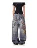 American High Street 3D Digital Print Jeans For Men And Women With Chain, Distressed Mud Dye, Ink Splash, Loose Straight_mkmklike.com
