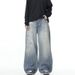 Men's Vintage Washed Distressed Denim Jeans - Loose Fit Casual Streetwear Pants With Splatter Design (Blue, Multiple Sizes Available)_mkmklike.com