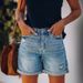 2025 Summer Wish Fashion Street Style Rolled Hem Ripped Straight Leg Women's Denim Shorts Export_mkmklike.com
