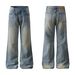 Vintage Washed Straight-Leg Jeans – Retro High Manganese Acid Wash Denim Pants With Cat Whisker & Slub Texture (Unisex, S-Xxl)_mkmklike.com