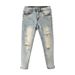 Men's Ripped And Distressed Jeans Trendy Summer Style Thin Slim Fit Casual Cropped Pants_mkmklike.com