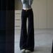 American High Street Black Micro-pull Jeans Women's Summer High-waisted Thin And High Loose Design Straight-leg Pants_mkmklike.com