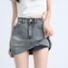K Retro Sexy Girl Denim Mini Skirt, High-waisted, Slimming, Anti-slip, Hip-hugging Half-body Skirt_mkmklike.com