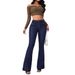 Women's Clothing Buttoned Up Slim Fit Bootcut Jeans For Women High Waisted Spliced trousers_mkmklike.com