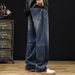 Large Size Men's Clothing Four Seasons American Loose Jeans Men's Elastic Waist High Street Fat Straight Jeans Men's Cross-border_mkmklike.com