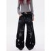Men's Distressed Punk Wide Leg Jeans With Star Rhinestones - Vintage Washed Denim Pants For Streetwear & Casual_mkmklike.com