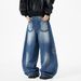 Men's Heavy Duty Studded Patch Curved Blade Jeans Loose Wide Leg Pants New Autumn Style American High Street Fashion_mkmklike.com