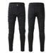 Men's Clothing Ripped Patch Stretch Slim Fashion High Street American Jeans Black Men's Pants 569_mkmklike.com