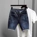 Men's Clothing New Men's Denim Shorts Loose Fashion Brand Five Point Mid Length Pants Trendy Hole Elastic Breeches_mkmklike.com