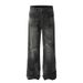 2025 New American High Street Style Vintage Distressed Ripped Pants Selvedge Straight Loose Fringe Large Damage Jeans_mkmklike.com