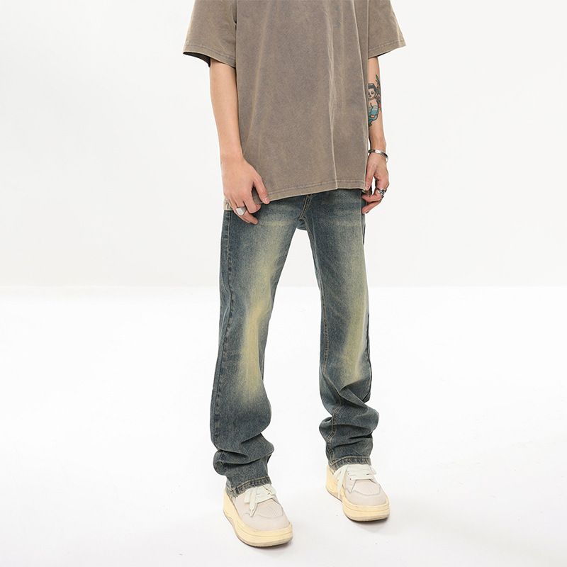 Nordmann American Style Vibe Jeans For Men, Autumn And Winter Vintage Washed Long Pants, Trendy Loose Straight Casual Pants_mkmklike.com