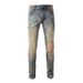 Men's Clothing European And American Street Fashion Graffiti Ripped Jeans Men's Slim Fit Paint Splashed Foot Cross Border Stretch Men's Pants 6556_mkmklike.com