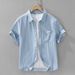Retro Denim Short Sleeved Shirt For Men, Fashionable And Versatile, Artistic And Casual Loose Top_mkmklike.com