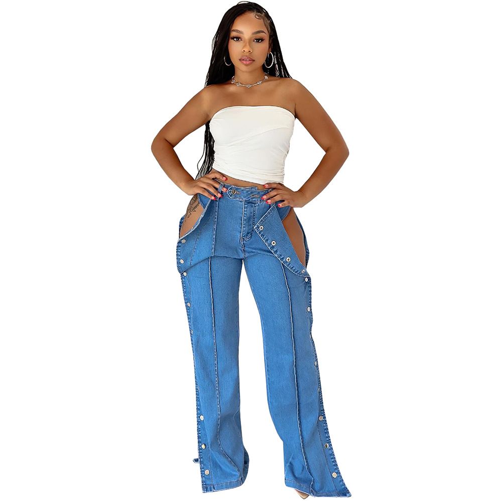 Women's High-Waist Button-Fly Jeans | Streetwear Denim Pants | Comfortable & Stylish | Plus Size Available_mkmklike.com