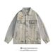 Loom Spring Autumn New European And American Hip-Hop Vintage Embroidered Distressed Denim Jacket For Men, Trendy Loose Casual_mkmklike.com