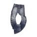 Men's Clothing Ice Blue Ripped Washed 3D Trousers High Elasticity Curved Cut Misty Blue Style Jeans Men Women High Street Trendy Versatile_mkmklike.com