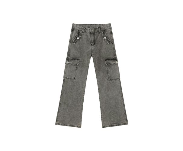 EF JEANS | 2025 Spring New American Slim-Fit Skinny Multi-Pocket Tooling Washed Grey Jeans_mkmklike.com