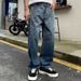 Men's Clothing American High Street Washed Retro Gradient Jeans Men's Loose Straight Trendy Ink Splash Fashion Wide Leg Pants Summer Thin_mkmklike.com
