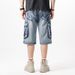 European And American Multi-pocket Trendy Jeans Loose And Fat Plus Size Medium Pants Men's Trendy Hip-hop Skateboard 5 Points_mkmklike.com