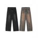 Men's Clothing Washed Distressed Vintage Washed Jeans – Relaxed Fit Distressed Denim Pants (Black & Retro, XL-3XL, Cotton Blend, High-Street Style)_mkmklike.com
