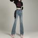 ELLE Orange Silk#High Street Retro High Waist Flared Jeans For Women Spring Summer Ins Style Stretch Slim Fit Slimming Wide_mkmklike.com
