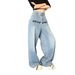  Embroidered Blue Jeans For Women – High Waist, Wide Leg, Distressed Denim (S-XL, Cotton Blend, Streetwear, No Stretch, Spring Collection)_mkmklike.com