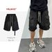 Men's Clothing High Street Stitching Cat Whisker Overalls Multi Pocket Denim Shorts_mkmklike.com