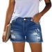 K High Waisted Denim Shorts For Women, New Style With Ripped Holes To Show Off Thinness, Versatile With Frayed Edges_mkmklike.com