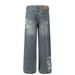 American Style Letter Print Jeans For Men Street Fashion Ins Hip Hop Trend Loose Straight Washed And Faded Long Pants_mkmklike.com