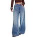 Women's Studded Jeans Style Retro Washed Casual Loose Straight Leg Pants Versatile_mkmklike.com