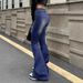 Women's Stretchy High-Waisted Flared Jeans - Slim Fit, Butt-Lifting & Retro Blue Denim For Sexy Streetwear Look (S-2xl)_mkmklike.com