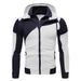 Men's Clothing Personalized Colorblock Double Zipper Hooded Cardigan Slim Sweater_mkmklike.com