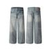 High-Waisted Flared Jeans – Vintage Washed Denim Pants For Women & Men (S-3XL) | 90s Retro Wide-Leg Style_mkmklike.com