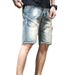 Men's Slim Fit Denim Shorts With Patchwork Design - 5-Inch Inseam Stretch Cotton Summer Casual Shorts, Blue_mkmklike.com
