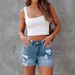 Women's Clothing New Shorts Ripped Jeans Cuffed Denim Shorts_mkmklike.com
