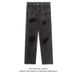 Men's Black & Gray Distressed Jeans – Slim Straight-Leg Denim Pants With Patchwork & Rips, Streetwear Style For Casual & Urban Wear_mkmklike.com