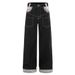 Reverse-Wear Design Sense Niche Straight-Leg Denim Trendy Men's Snake Pattern Color-Block Cuffed Cargo Pants_mkmklike.com