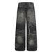 Men's High Street Distressed Loose Fit Jeans With Cat Whisker Design - Comfortable Stretch Denim Pants For Casual Wear (Black)_mkmklike.com