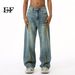 EF JEANS | 2024 New European And American Retro Washed Pattern Old Straight Washed Loose Wide-leg Pants Jeans_mkmklike.com