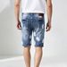 Men's Trendy Versatile Stretch Denim Shorts Summer Splatter Ink Five Point Fashion Riding Breeches_mkmklike.com