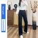 Four-way Stretch Narrow Wide-leg Denim Jeans For Women, Anti-fade, 2025 High-waisted Elastic, Petite Size, Autumn And_mkmklike.com