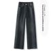 Korean Retro Wide-Leg Jeans For Women, Autumn And Winter Fleece-Lined Warm High-Waist Tummy Control Slimming_mkmklike.com