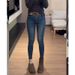 ELLE Plus Size High Waist Jeans Women, Autumn And Winter Fleece Lined Thickened Nine-point Skinny Pants, Slimming Elastic_mkmklike.com