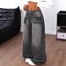 Vintage Washed High-Waisted Wide-Leg Jeans With Embroidery Detail – Relaxed Fit Distressed Denim Pants For Women_mkmklike.com