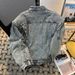 Unisex Heavy Industrial Denim Jacket with Patchwork Design Shoulder Pad Long Sleeves Zipper Stand Collar Trendy American Style for Spring/Summer_mkmklike.com