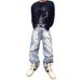 Men's Distressed Flared Jeans With Fringe Detail - Washed Vintage Denim Pants, Loose Fit High Street Trousers For Casual Wear_mkmklike.com