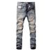 Men's Clothing Ripped Patch Jeans Men's Elastic Slim Fit Slim Feet Retro Old Trendy Straight_mkmklike.com