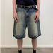 Men's Clothing Summer New Style Washed Retro Distressed Couple Men And Women Casual Five Point Jeans Cat Whisker Silhouette Trendy Loose_mkmklike.com