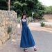Blue Mist Love French Cowboy Dress For Women's Summer, With A Niche Design Sense, Waist Cinching Temperament, Suspender_mkmklike.com