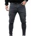 Men's Clothing Men's Hip-Hop Washed Denim Joggers With Multiple Pockets - Slim Fit, Stretch Comfort, Casual Streetwear (Grey, XS-XXL)_mkmklike.com